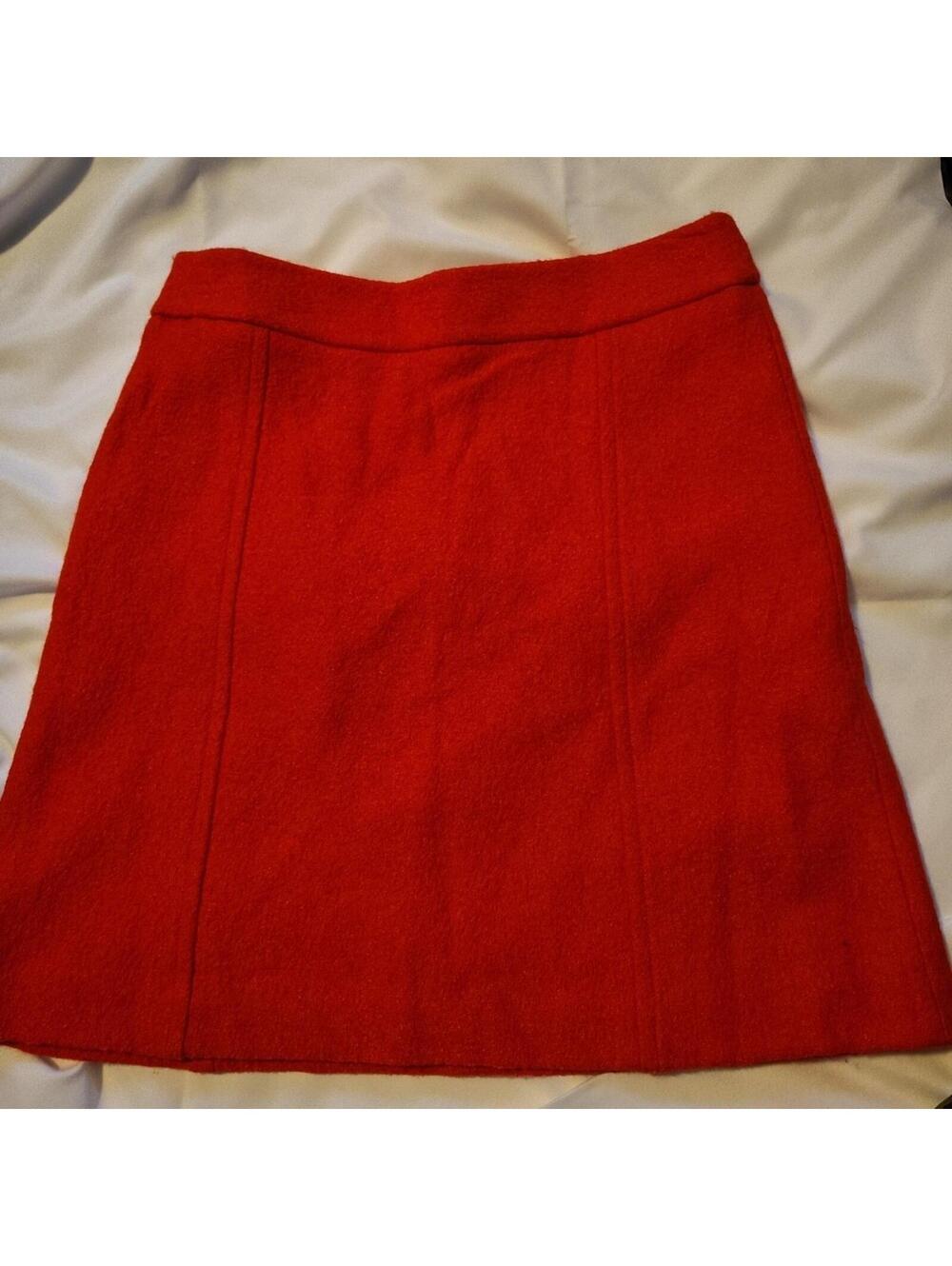 Ann Taylor Petite Wool Blend Bright Red Skirt Size 6P